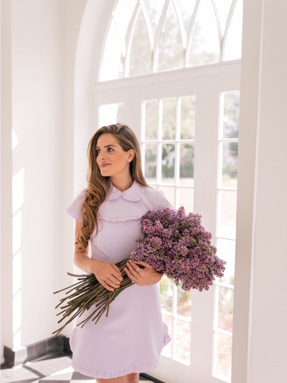 Gal Meets Glam Soft Lilac Ruffle Collar Dress